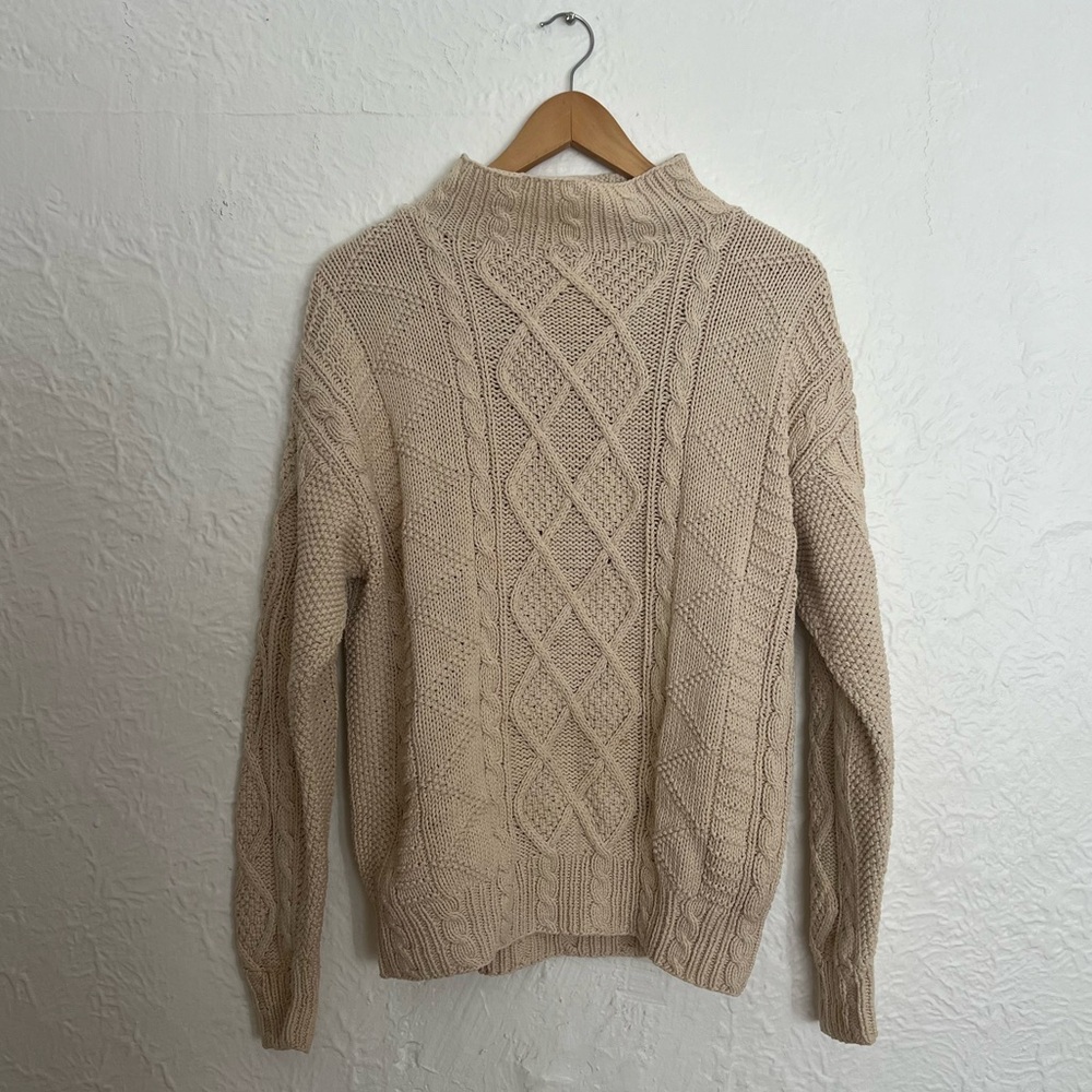 Vintage Cable Knit Mock Neck Sweater